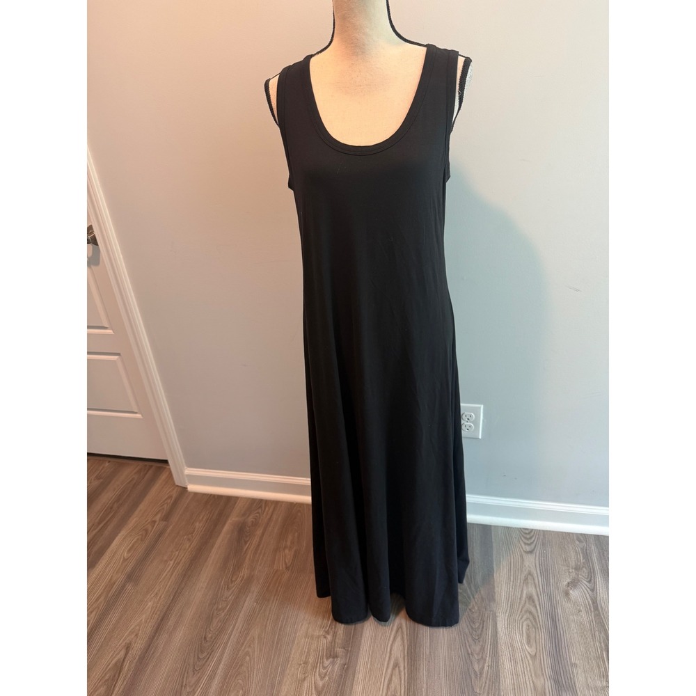 J. Jill Black Stretch Scoop Neck Maxi Dress size Medium Pima Cotton Modal